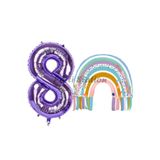 Parti Station Gökkuşağı Mermaid Mor Rakam Temalı 8 Yaş Balon Seti Doğum Günü Dekorasyonu PSMRRAİNM