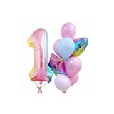 Parti Station Gökkuşağı Renkli Rakam Konsept 1 Yaş Balon Set