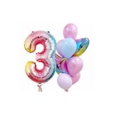 Parti Station Gökkuşağı Renkli Rakam Konsept 3 Yaş Balon Set