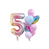 Parti Station Gökkuşağı Renkli Rakam Konsept 5 Yaş Balon Set