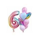 Parti Station Gökkuşağı Renkli Rakam Konsept 6 Yaş Balon Set