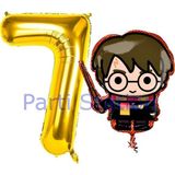 Parti Station Harry Potter 7 Yaş Altın Renk Rakam Balon Set Harry Potter Hogwarts Konsept Doğum Günü Balon Set