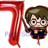 Parti Station Harry Potter 7 Yaş Kırmızı Renk Rakam Balon Set Harry Potter Hogwarts Konsept Doğum Günü Balon Set