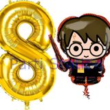 Parti Station Harry Potter 8 Yaş Altın Renk Rakam Balon Set Harry Potter Hogwarts Konsept Doğum Günü Balon Set