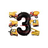 Parti Station İnşaat Araçları Konsept Doğum Günü 3 Yaş Balon Set Mini Boy inşaat temalı doğum günü Balon