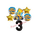 Parti Station İnşaat Kepçe Siyah 3 Yaş Balon Set PSİNST-6
