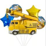 Parti Station İnşaat Konsept Vinç Kamyon Balon Set Vinç Balon Buketi Truck Balloon Doğum Günü Balon Set