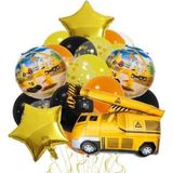 Parti Station İnşaat Konsept Vinç Kamyon Balon Set Vinç Balon Buketi Truck Balloon Doğum Günü Balonları