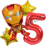 Parti Station Iron Man Doğum Günü Balon Seti – Demir Adam Rakam Balonlu Parti Dekoru - Kırmızı - 5 YAŞ
