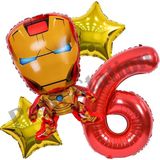 Parti Station Iron Man Doğum Günü Balon Seti – Demir Adam Rakam Balonlu Parti Dekoru - Kırmızı - 6 YAŞ