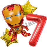 Parti Station Iron Man Doğum Günü Balon Seti – Demir Adam Rakam Balonlu Parti Dekoru - Kırmızı - 7 YAŞ