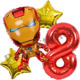 Parti Station Iron Man Doğum Günü Balon Seti – Demir Adam Rakam Balonlu Parti Dekoru - Kırmızı - 8 YAŞ