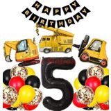 Parti Station İş Makinaları İnşaat Parti 5 Yaş Balon Set Kepçe Balon Vinç Balon Kamyon Balon Doğum Günü Set