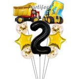 Parti Station Kamyon Dozer Kepçe Inşaat 2 Yaş Balon Set Yıldız Balon Set Kamyon Inşaat Konsept Doğum Günü Set