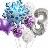 Parti Station Kar Tanesi Frozen Elsa Kış Konsept Snowflake 3 Yaş Balon Konsept Doğum Günü Set Yaş Balon Set