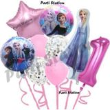 Parti Station Karlar Ülkesi Frozen Elsa 1 Yaş Doğum Günü Konsept Balon Set Frozen Elsa Pembe Renk Doğum Günü Seti