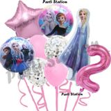 Parti Station Karlar Ülkesi Frozen Elsa 2 Yaş Pembe Renk Doğum Günü Konsept Balon Set Frozen Elsa Doğum Günü Seti
