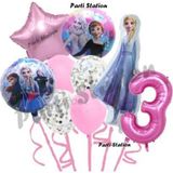 Parti Station Karlar Ülkesi Frozen Elsa 3 Yaş Doğum Günü Konsept Balon Set Frozen Elsa Pembe Renk Doğum Günü Seti