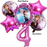 Parti Station Karlar Ülkesi Frozen Elsa 4 Yaş Doğum Günü Konsept Balon Set Frozen Elsa Pembe Renk Doğum Günü Seti