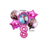 Parti Station Karlar Ülkesi Frozen Elsa 8 Yaş Doğum Günü Konsept Balon Set Frozen Elsa Pembe Renk Doğum Günü Seti