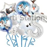 Parti Station Karlar Ülkesi Frozen Elsa Olaf 5 Yaş Balon Set Frozen Elsa Olaf Konsept Doğum Günü Folyo Balon Set