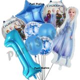 Parti Station Karlar Ülkesi Frozen Konsept Yaş Doğum Günü Konsepti Frozen Elsa Temalı Balon Seti - Mavi - Gümüş - 1 YAŞ