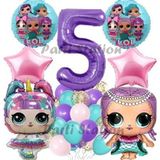 Parti Station Konsept 5 Yaş Balon Set Unicorn Mor Rakam Balon Parti Doğum Günü Balon Set