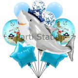 Parti Station Korsan Köpek Balığı Balon Set Korsan Shark Tema Doğum Günü Folyo Balon Set