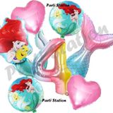 Parti Station Küçük Deniz Kızı Ariel 4 Yaş Balon Set Little Mermaid Balloon Set Deniz Kızı Ariel Doğum Günü Set