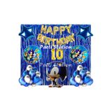 Parti Station Lacivert Tilki Sonic Boom Konsept 10 Yaş Balon Set Sonic Tema Doğum Günü Arka Fon Süsleme Balon Set