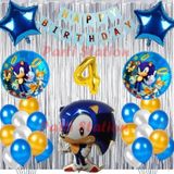 Parti Station Lacivert Tilki Sonic Boom Konsept 4 Yaş Balon Set Sonic Tema Doğum Günü Arka Fon Süsleme Balonlu Set