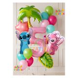 Parti Station Lilo Stitc Balon ve Angel Balon 5 Yaş 15 Parça Dev Boy Doğum Günü Balon Seti