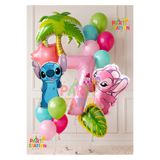 Parti Station Lilo Stitc Balon ve Angel Balon 7 Yaş 15 Parça Dev Boy Doğum Günü Balon Seti