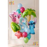 Parti Station Lilo Stitc Balon ve Angel Balon 8 Yaş 14 Parça Dev Boy Doğum Günü Balon Seti