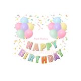 Parti Station Macaron Happy Birthday Banner ve Balon Seti Doğum Günü Gökkuşağı Happy Birthday Banner Flama
