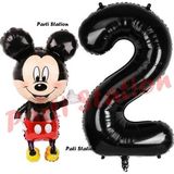 Parti Station Mickey Mouse Balon 2 Yaş Doğum Günü Set Mickey Mouse Konsept Balon Ve Siyah Rakam Balon