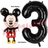 Parti Station Mickey Mouse Balon 3Yaş Doğum Günü Set Mickey Mouse Konsept Balon Ve Siyah Rakam Balon