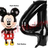 Parti Station Mickey Mouse Balon 4 Yaş Doğum Günü Set Mickey Mouse Konsept Balon Ve Siyah Rakam Balon