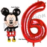 Parti Station Mickey Mouse Balon 6 Yaş Doğum Günü Set Mickey Mouse Konsept Balon Ve Kırmızı Rakam Balon