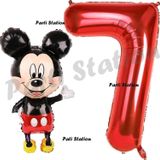 Parti Station Mickey Mouse Balon 7 Yaş Doğum Günü Set Mickey Mouse Konsept Balon Ve Kırmızı Rakam Balon