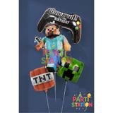 Parti Station Minecraft Balon Seti – Steve, Creeper, Oyun Konsolu Doğum Günü Parti Süsü