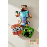 Parti Station Minecraft Balon Seti – Steve, Creeper Temalı Doğum Günü Süsleri