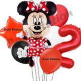 Parti Station Minnie Mouse 2 Yaş Doğum Günü Set Minnie Mouse Konsept Balon Ve Kırmızı Rakam Balon
