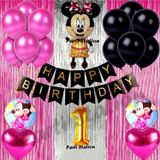 Parti Station Minnie Mouse Konsept Doğum Günü Balon Set 1 Yaş Minnie Mouse Tema Parti Balon Set