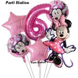 Parti Station Minnie Mouse Konsept Doğum Günü Balon Set 6 Yaş Minnie Mouse Tema Parti Balon Set