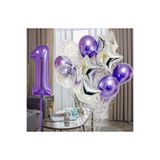 Parti Station Mor 1 Yaş Rakam Balon Seti Doğum Günü Dekorasyonu PSmorset