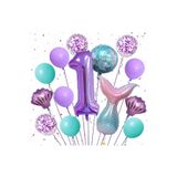 Parti Station Mor Deniz Kızı Temalı 1 Yaş Balon Seti Doğum Günü Dekorasyonu PSmorsetbalon