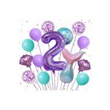 Parti Station Mor Deniz Kızı Temalı 2 Yaş Balon Seti Doğum Günü Dekorasyonu PSmorsetbalon