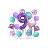 Parti Station Mor Deniz Kızı Temalı 9 Yaş Balon Seti Doğum Günü Dekorasyonu PSmorsetbalon