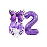 Parti Station Mor Kelebek Butterfly Temalı 2 Yaş Balon Seti Doğum Günü Dekorasyonu PSMORKLBK